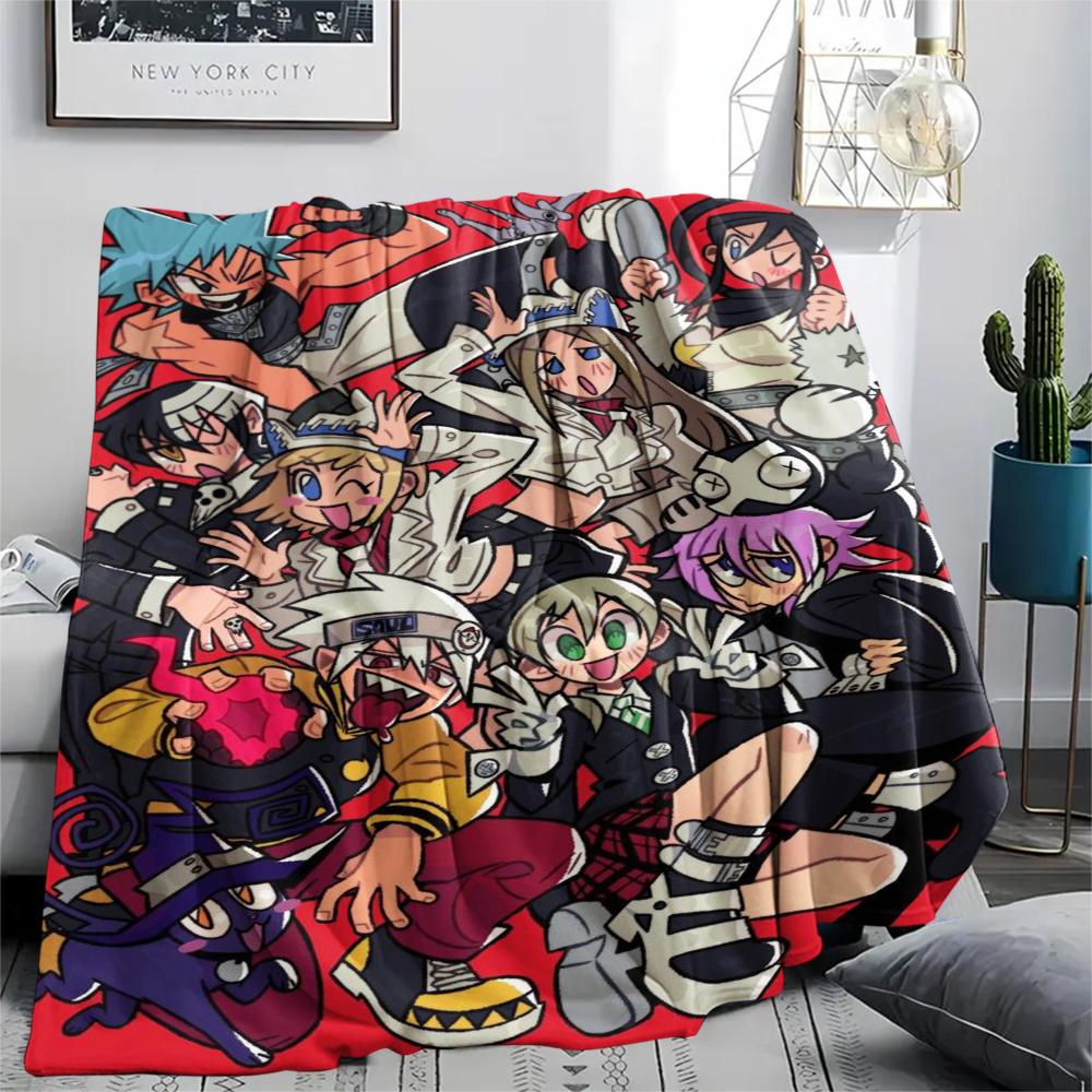 1PC Soul Eater Print Flannel Blanket, High quality Comfortable for All Seasons, Home Decor, Warmth and Comfort, Perfect for Christmas Gifts172