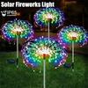 LED Solar Fireworks Lights Outdoor Decorative Multicolor Starburst Waterproof Lamps with 8 Modes for Garden Path Home Lawn