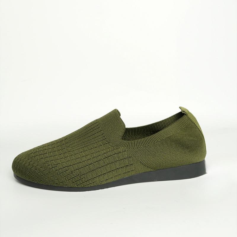 

Вязаные дышащие туфли-лодочки с закрытой серединой стопы, сезонные ленивые лоферы 37 армия зеленый