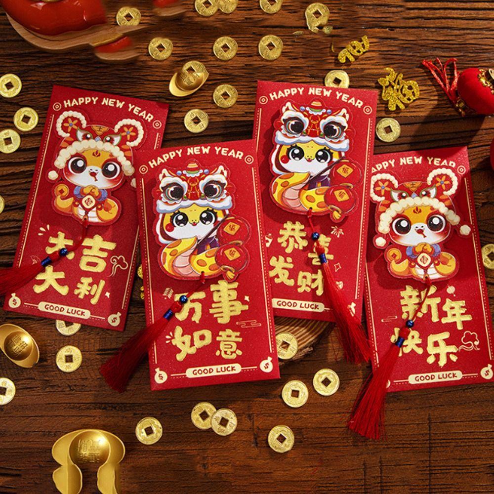 6pcs Chinese Style 3D New Year Money Pocket Traditional Lucky Money Bags  Spring Festival Supplies