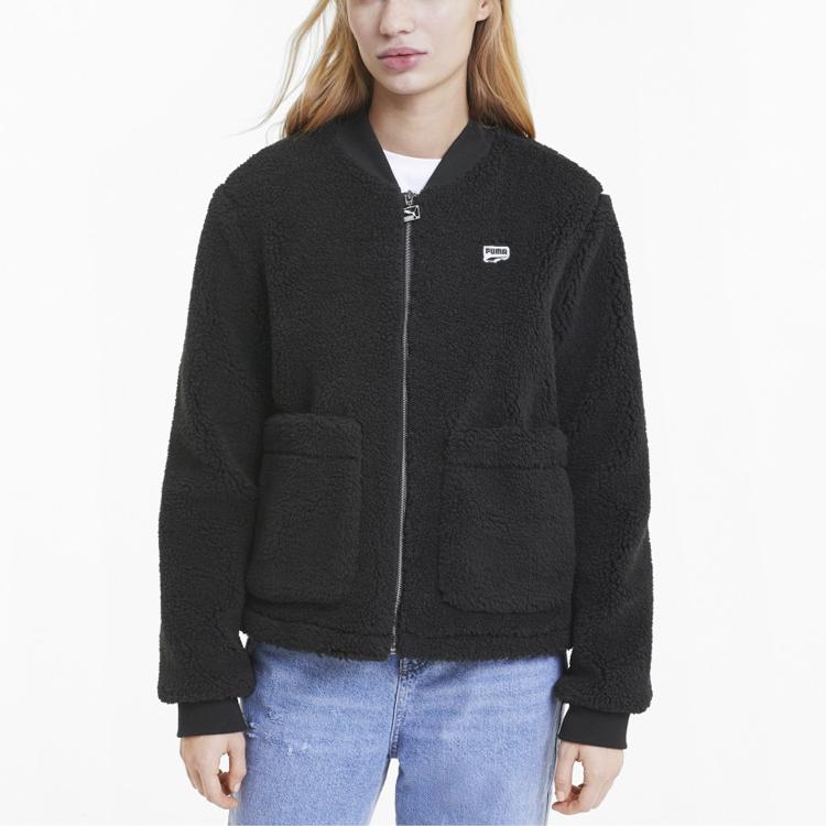 Puma Sherpa Fleece Warm Casual Sports Jacket Women Jacket Black 599146-01