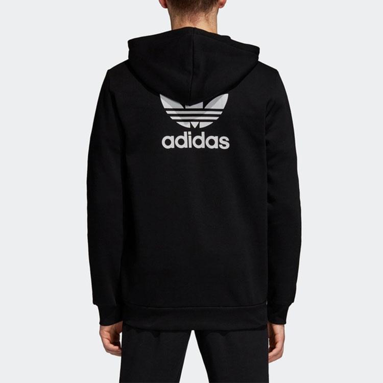 Adidas Originals Trefoil Trf Fleece Hoodie Full Zip Warm Sports Jacket Men Tops Black DN6016
