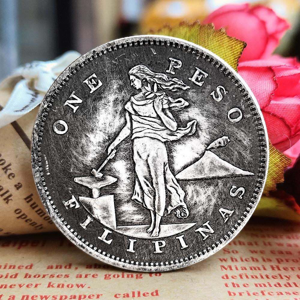 1906 Philippine coin, hammer, goddess of flowers, foreign currency, antique silver dollar, commemorative medal, creative coin