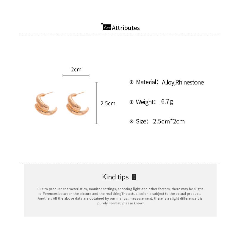 Vintage Gold Color Teardrop Curved Shape Stud Earrings For Women Elegant Irregular Geometric Earrings Jewelry Accessorises