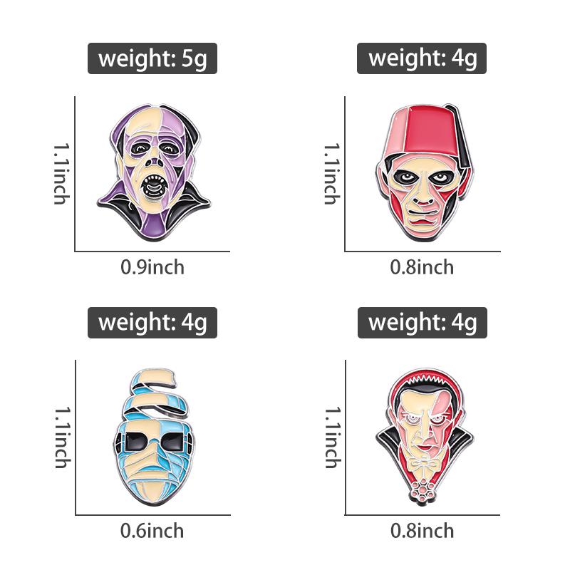 Cartoon Character Enamel Pins Custom Scary Skeleton Brooches Lapel Badges Cartoon Animal Jewelry Gift for Friends