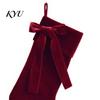 Stockings for Gifts 19 Inch Velvet Christmas Stocking with Bow, Soft Large Fireplace Hanging Decorative Gift Pouches Sock Plush Cuff Mantel,