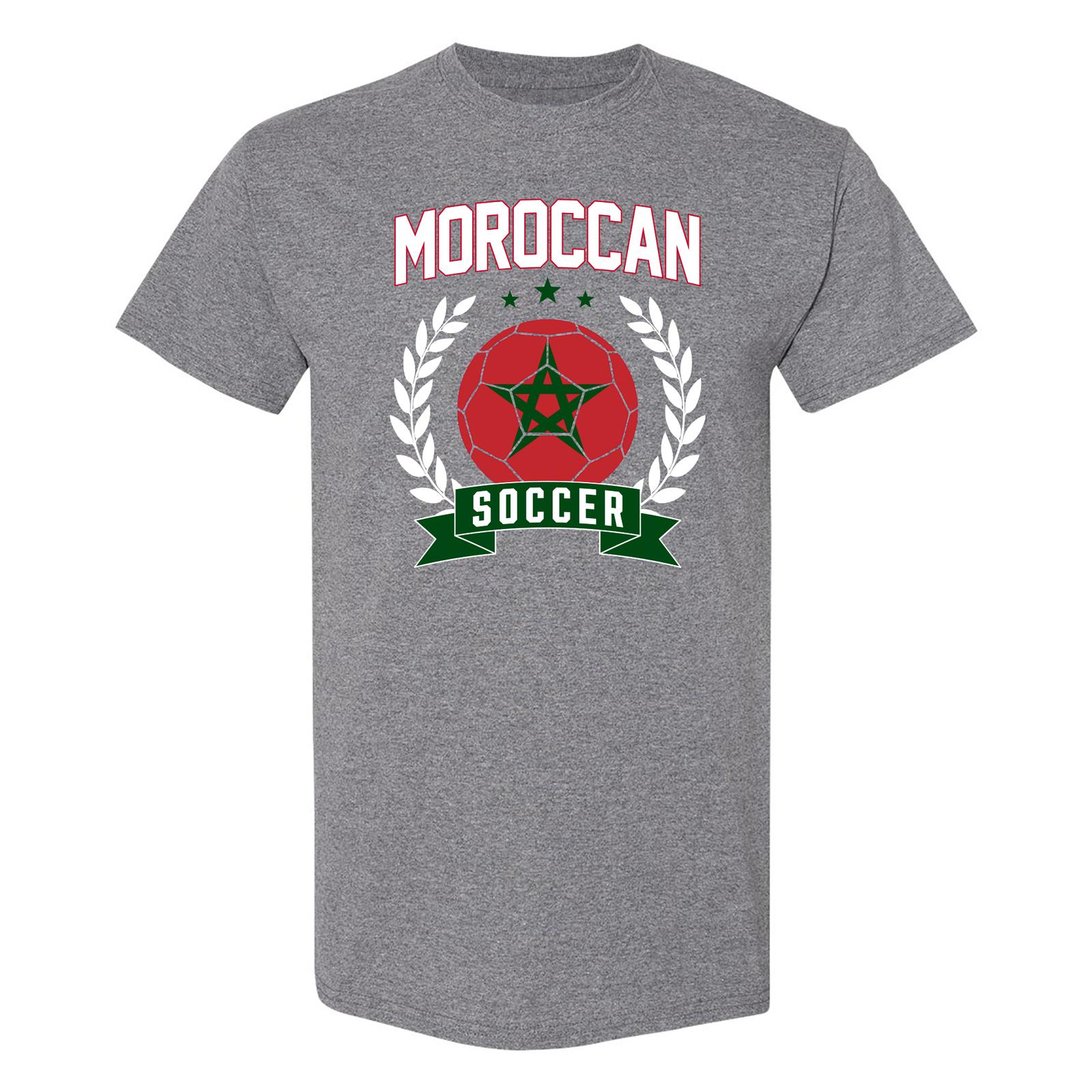 Morocco Soccer Laurel World Cup T Shirt Graphite Heather XL