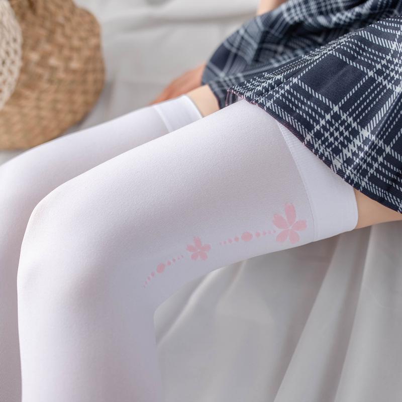 Lolita Two-dimensional Adult Sex Jk White Stockings Japanese Animation Jacquard Velvet Cute Long-tube Cat Paw Socks