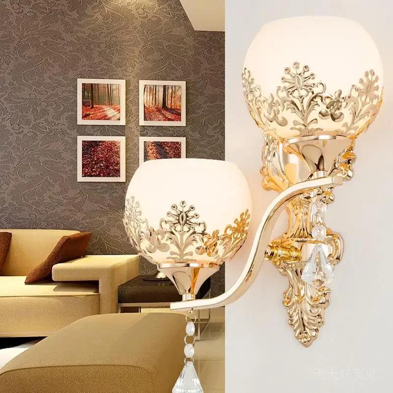 Europejski Kinkiet Kryształowy LED Złoty Kinkiet do Salonu Lampki do Czytania do Sypialni Światło na Schody Korytarz Dekoracja Domu