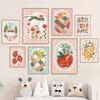 Colorful Cat Rabbit Lemon Apple Flower Leaf Wall Art Canvas Painting Abstract Cartoon Posters Prints Pictures Kids Room Decor