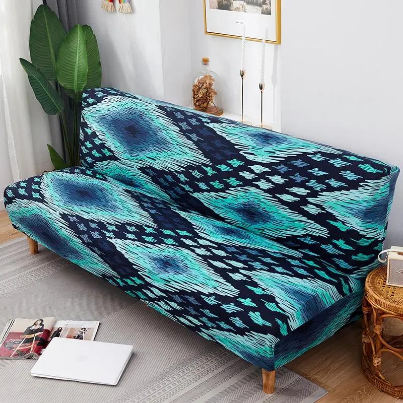 Karierte elastische Tagesdecke auf den Klappsofabezügen für Wohnzimmer Große Couchabdeckung Langer Stuhl ohne Armlehnen Überwürfe