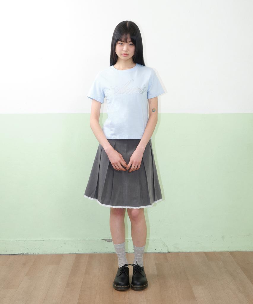 AMES-WORLDWIDE Silver Ames Crop Tee Blue