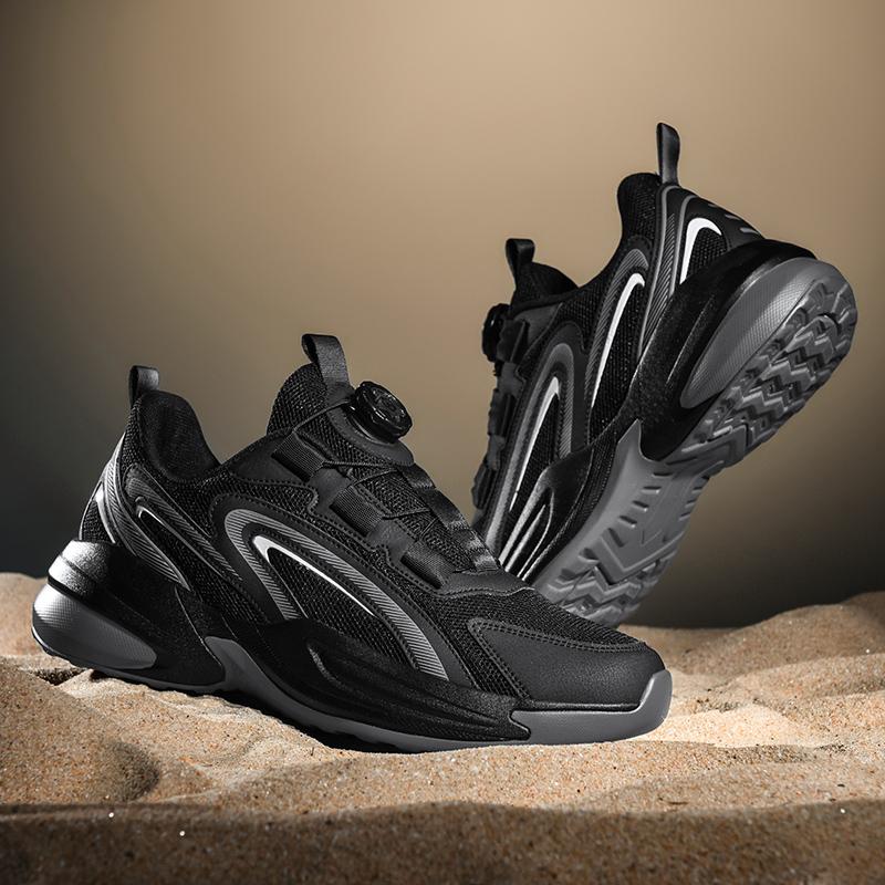New Autumn Sports Casual Shoes, Breathable Mesh Men's Shoes, Rotating Buckle Anti-slip and Wear-resistant Running Shoes