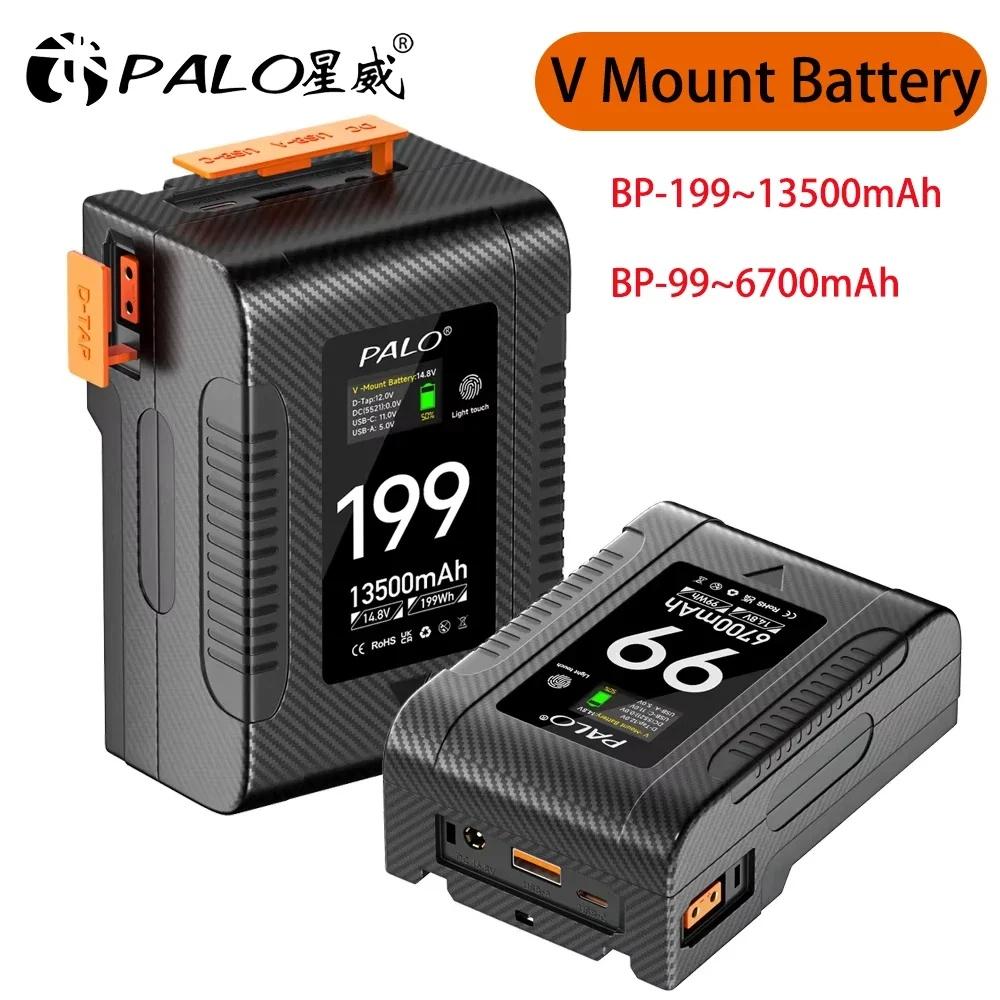 PALO V Mount V-Lock 199Wh Battery BP Battery With PD 65W Cable for Sony Camcorder Broadcast Video Light Blackmagic URSA