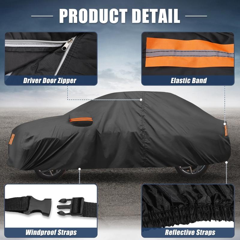Motoforti Car Cover for Toyota Camry 2007- 210D-PU Outdoor Full Car Cover All Weather with Door Zipper