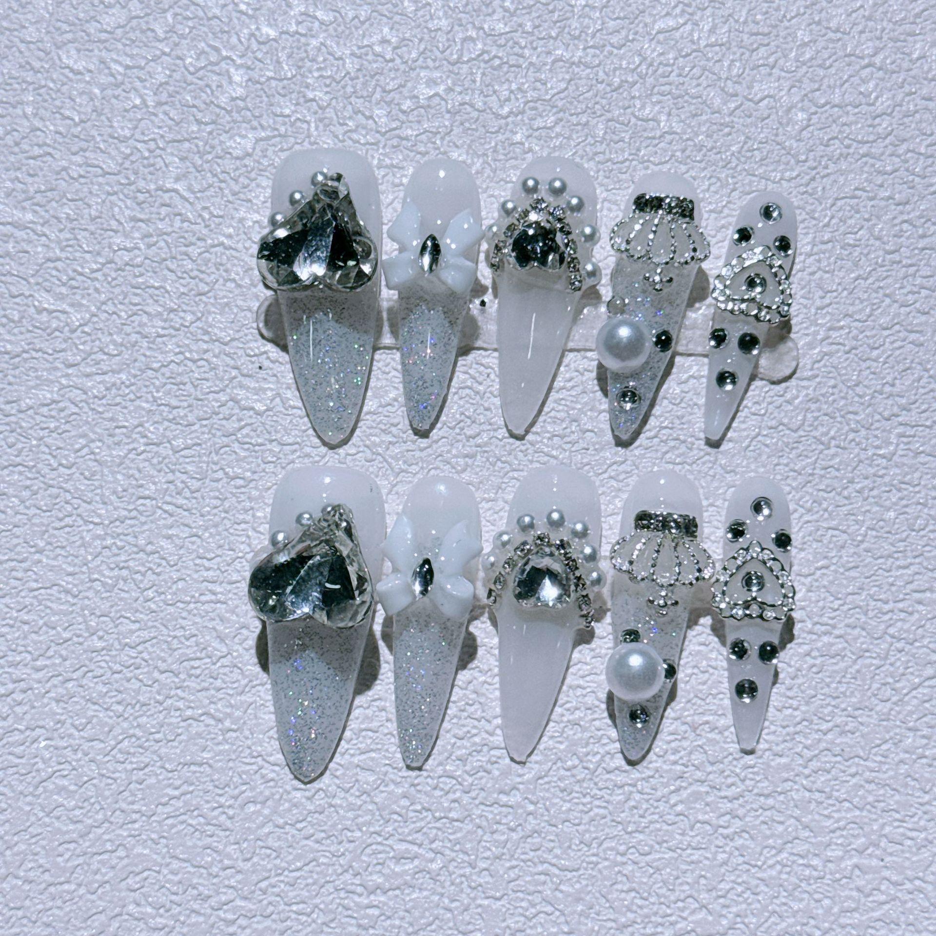 3D алмазные наклейки для ногтей бабочки цветы ручной работы длинные ногти накладные ногти нейл-арт съемные новогодние вечерние ногти быстрый нейл-арт XS extra small