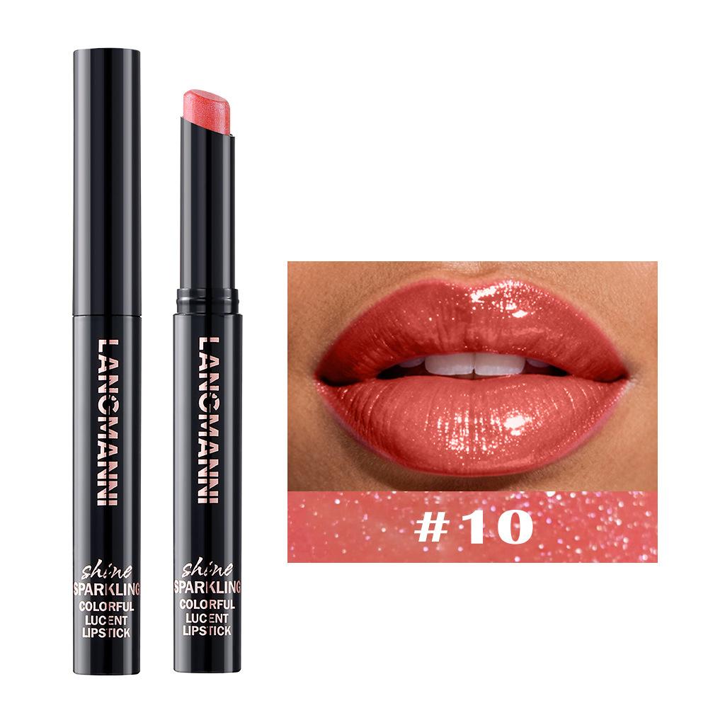 Ten Color Pearl Lipstick Rotating Oblique Design Lipstick Single Set Moisturizing Nude Sexy Lip Glaze Matte Mist Top Non-stick Cup Velvet Lip Gloss