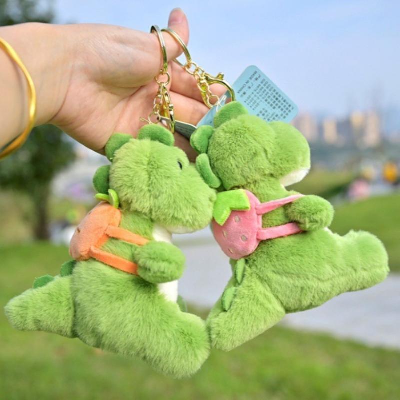 Roztomilý zelený dinosaurus plyšový přívěsek na klíče měkké plyšové zvířátko přívěsek na tašku klíčenka Kawaii panenka dárek pro dívky chlapce ženy