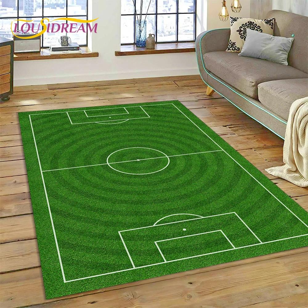 3D-Teppich mit Fußballfeld für Schlafzimmer, Wohnzimmer, Sofa-Dekoration, Kinderspiel, große Dekoration, Bodenmatte, Geschenk