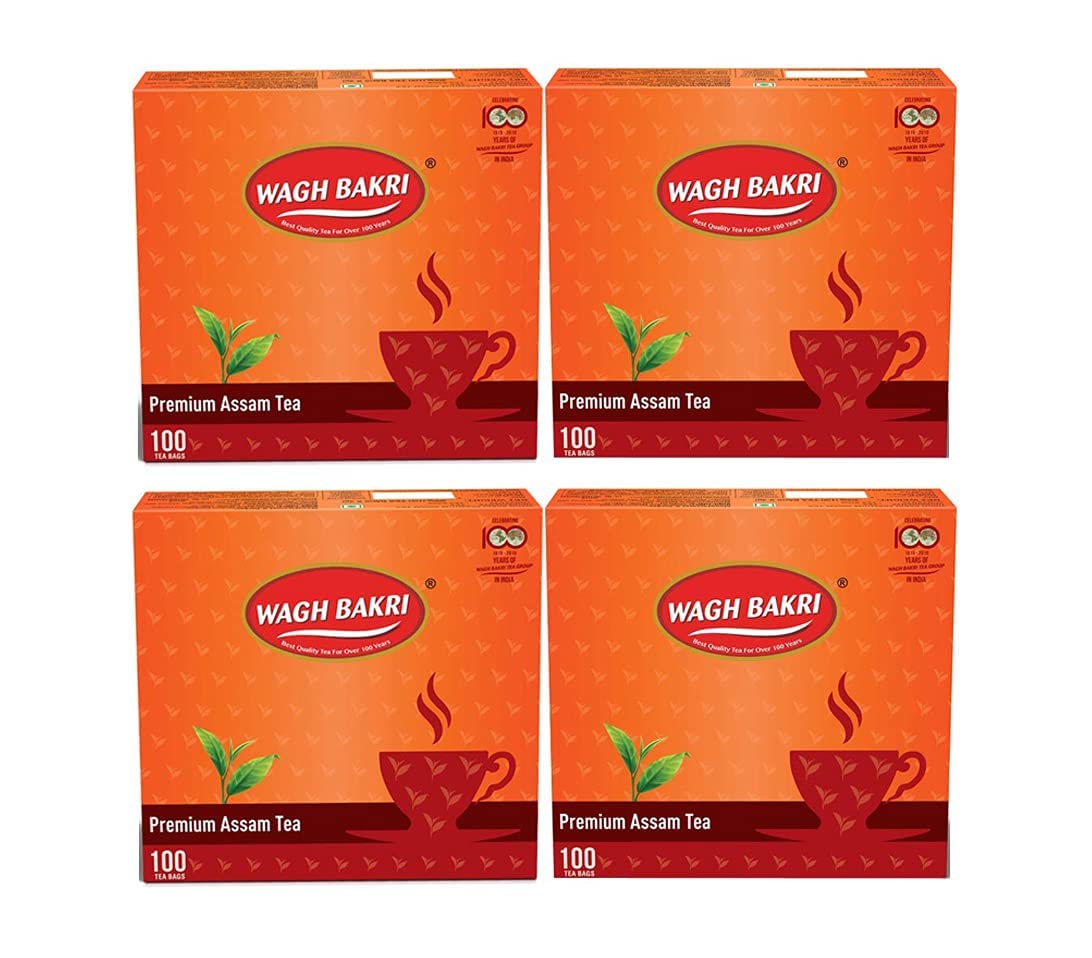 

Wagh Bakri Premium Assam Tea Bags 100 Count Unflavoured Black Tea Rich Brew Pack Of 4 For Hot Beverage Use