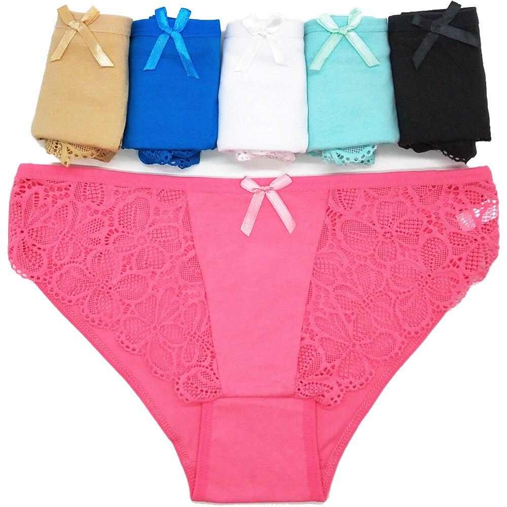 Ropa interior Mujer Calzoncillos Bragas Calzoncillos de encaje sexy de algodón 6 unids/lote