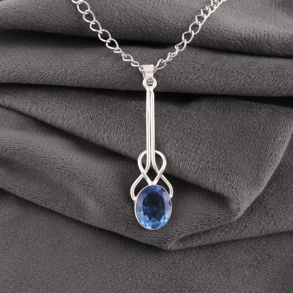 Tanzanite Gemstone Jewelry, 925 Sterling Silver Pendant, Handmade Charming Pendant, Bohemian Tanzanite Pendant For Grandma Gift