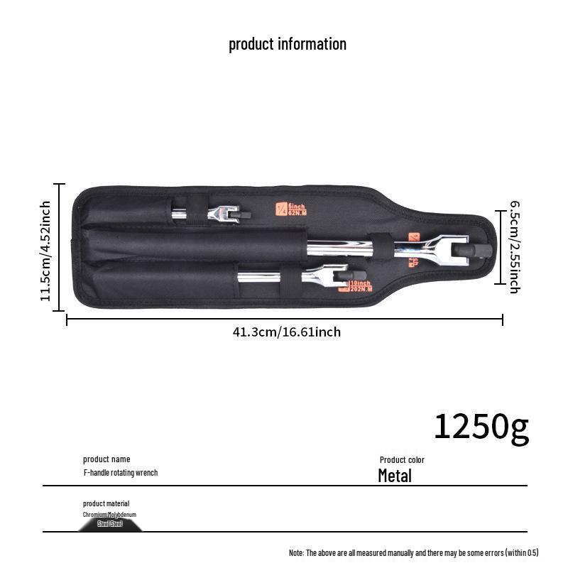F-Handle Steering Fly Extension: Adjustable Head & Universal Bend Bar Socket Wrench