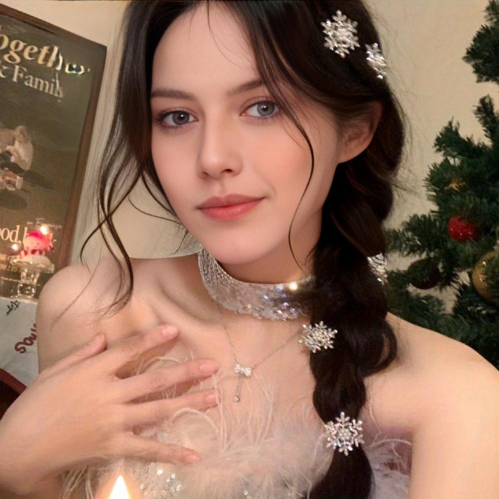 Winter Rhinestone Snowflake Side Clip Hair Pins Christmas New Year Sweet Cute Pearl Barrettes Female Hair Accessories