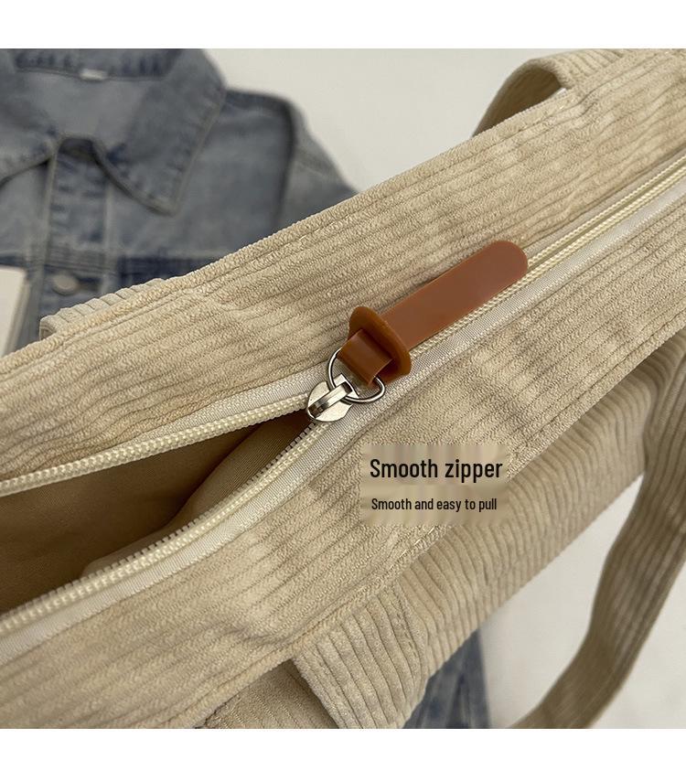 Corduroy Large Capacity Women's Shoulder Tote - Versatile for College & Commute
