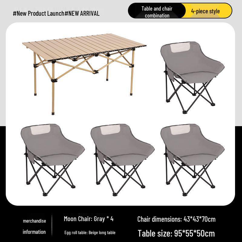Outdoor Folding Camping Table & High-Back Chair Set