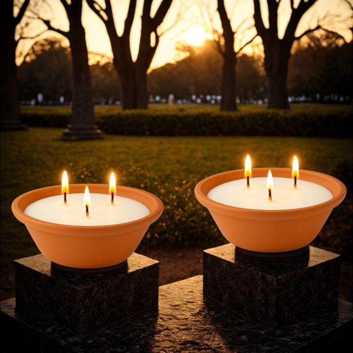 2X Znicz Ceramiczny Gliniany Parafinowy Zalewany 20Cm 600G Na Grób Gliniak