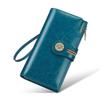 Women's High-end Genuine Leather Wallet Long Cowhide Wallet Anti-theft Brush Retro Wallet