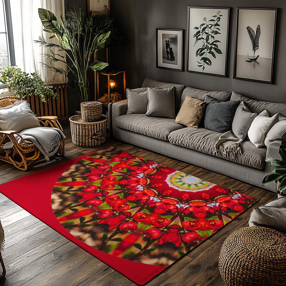 

Floral Doormat Indoor Outdoor Washable Entrance Mat Home Decor Rug Red Flower Pattern Welcome Mat Floor Decor Area Rug Gift Idea 50x80cm