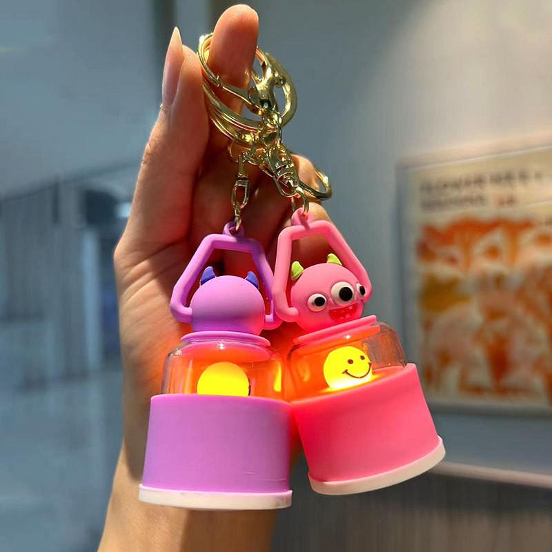 Adorable Silicone Monster Keychain Light Cute Pendant For Bags And Cars