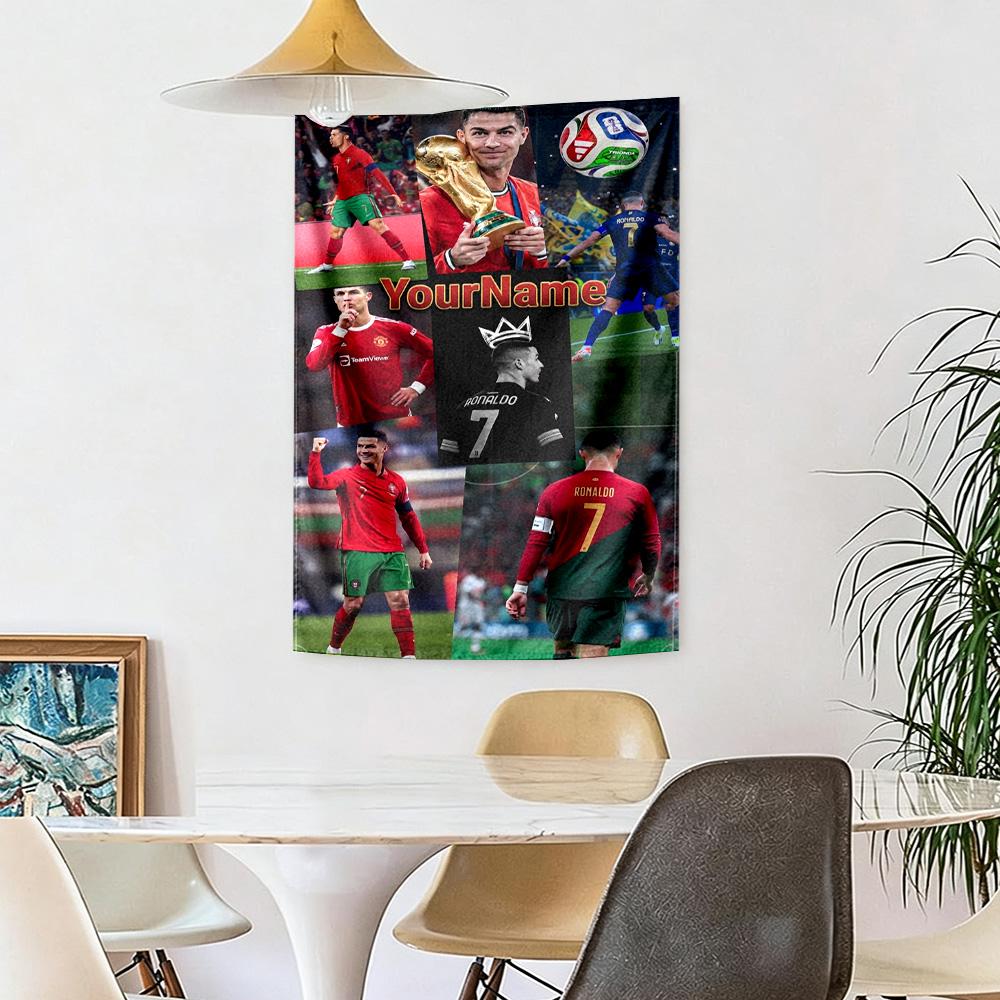 Cristiano Ronaldo Custom Your Name Wall Decor Tapestry Art For Pet Memorial Birthdaywedding Party Backdrop Family Gift