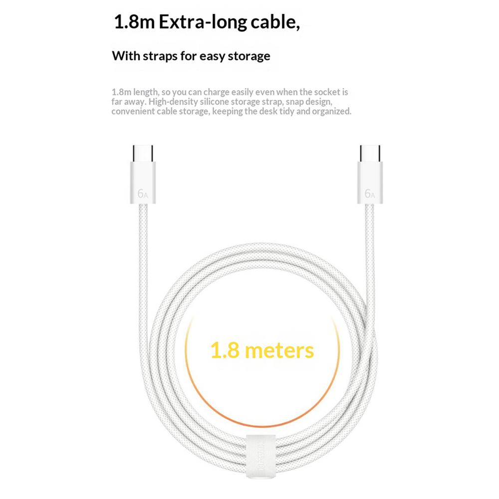 HUAWEI 1.8m 120W High Power 6A Fast Charging Type-C to Type-C Braided Data Cable for Smartphone/Tablet/Laptop