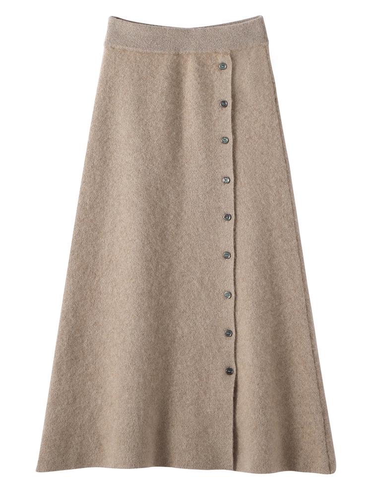 2025 Autumn/Winter Women's Cashmere Sweater & Slimming Knit Midi A-Line Skirt Set