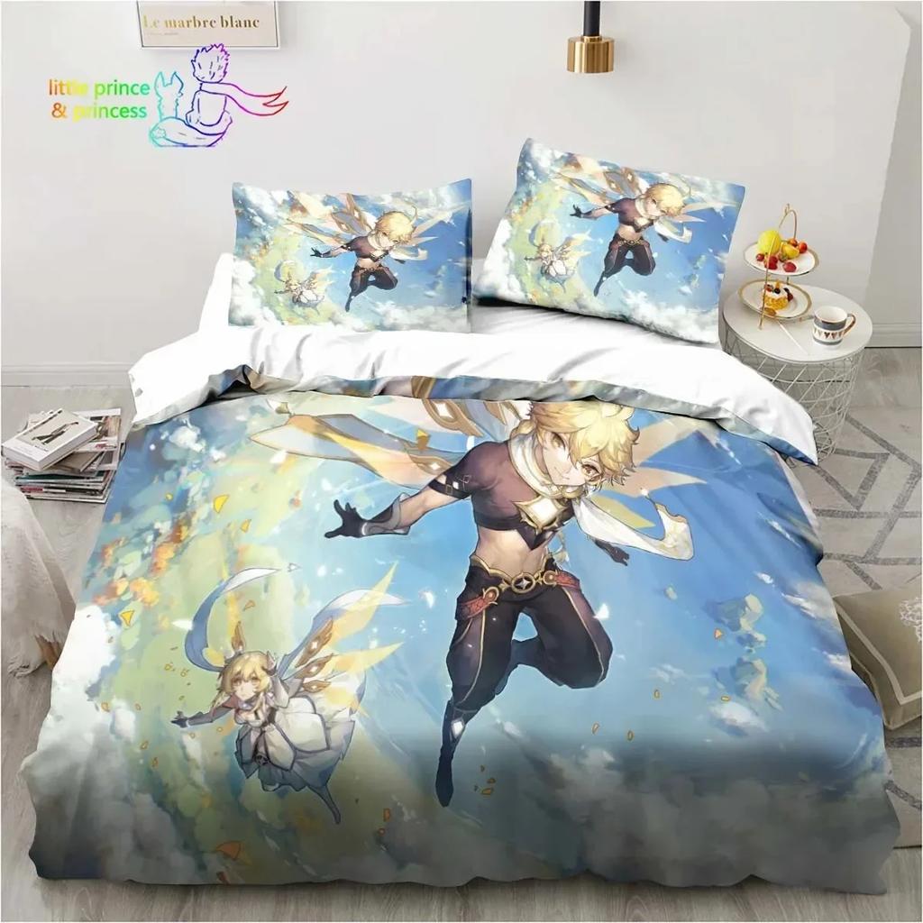 Genshin Impact Anime Bedding Set 3D Printed Suitable For Bedroom Duvet Cover Set With Pillowcases Kids Home Textile