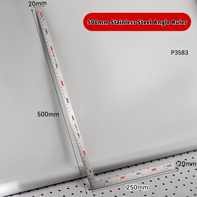 300/500mm Aluminiumlegierung Quadratisches Lineal Rechtwinklig 90° Winkelmesser Holzbearbeitungslineal Stahl Winkelmesser Messwerkzeuge Messlehre