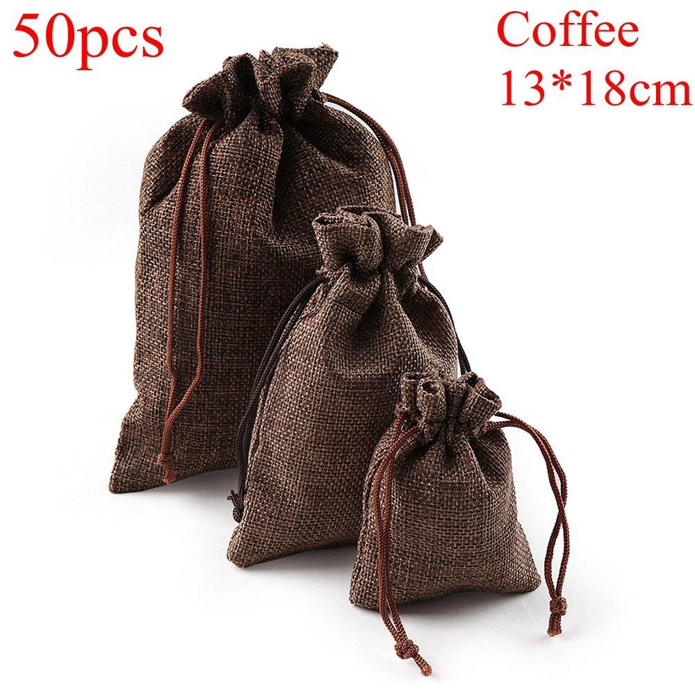 Leinen Hessian Jute Weihnachtsjute Geschenktaschen Süßigkeiten-Organizer Hochzeitsgast Geschenke Kordelzugbeutel