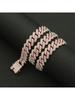 Collana a catena Cuban Link per uomo donna micro pavé in pietra CZ colore oro rosa gioielli hip hop