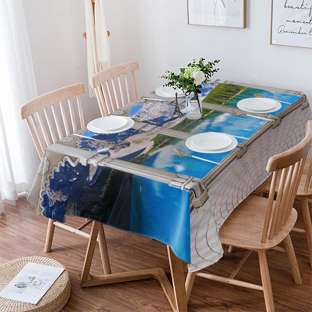 Lake Snow Mountain Forest Tischdecke Feiertagsdeko Wasserdichte Rechteckige Tischdecken Hochzeitsdeko Tischdecke