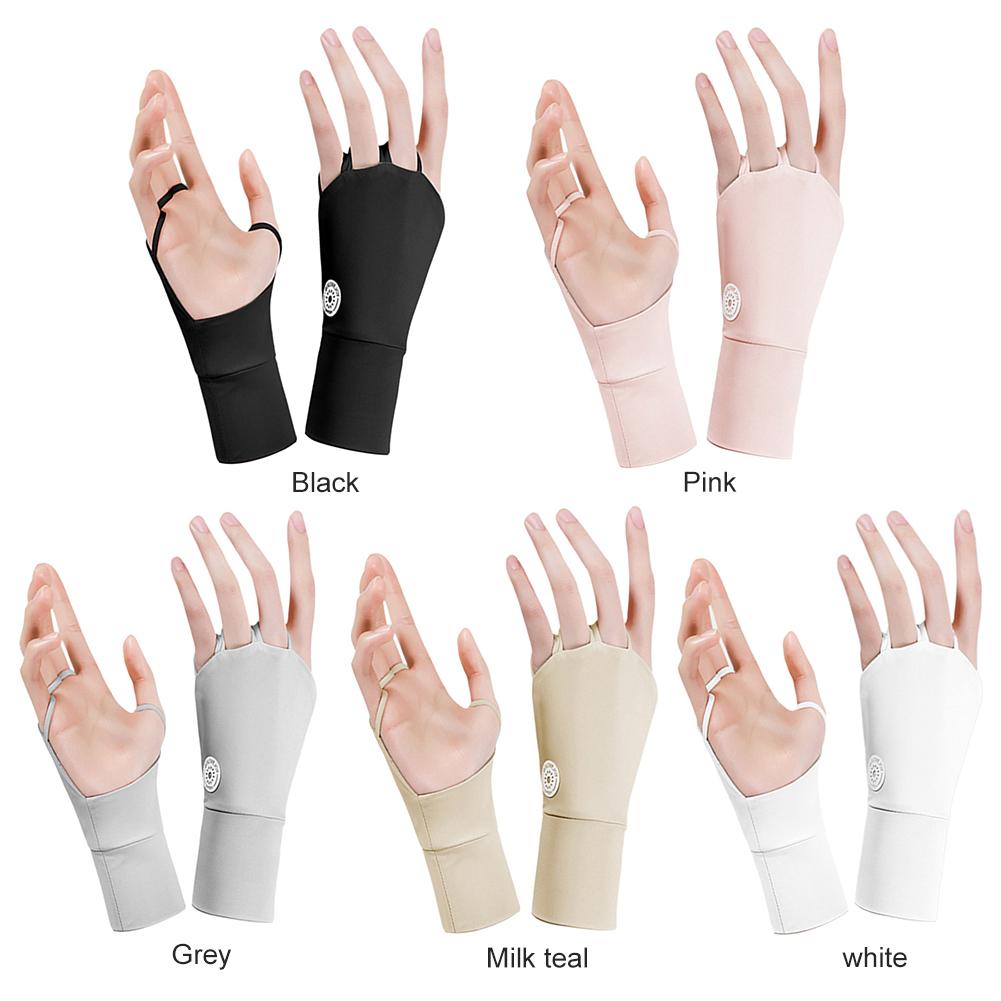Women Open Fingered Gloves Cool Breathable Sun UV Protector Golf Glove Hollow Palm Elastic for Outdoor Practice