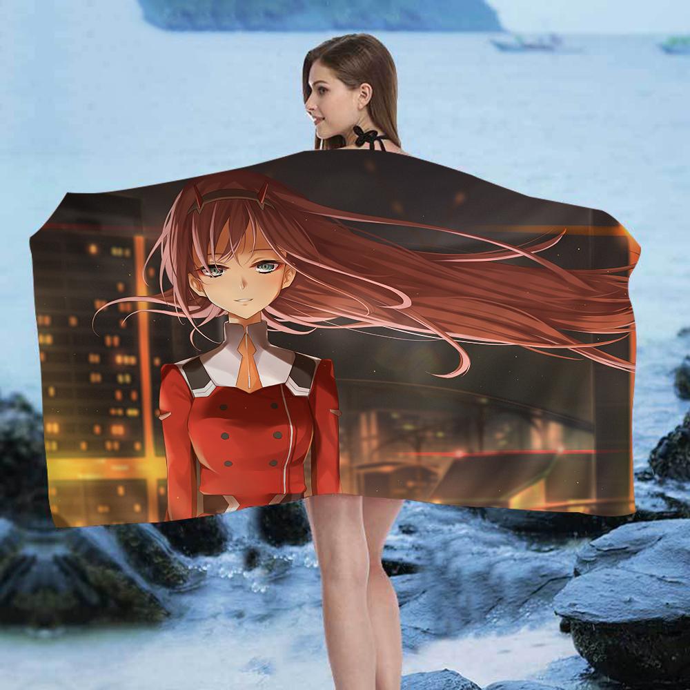 Z-Zero T-Two D-Darling In The F-Franxx Beach Towel Cartoon Cute Summer Kids Large Bath Beach Towel Absorbent for Swimming Travel