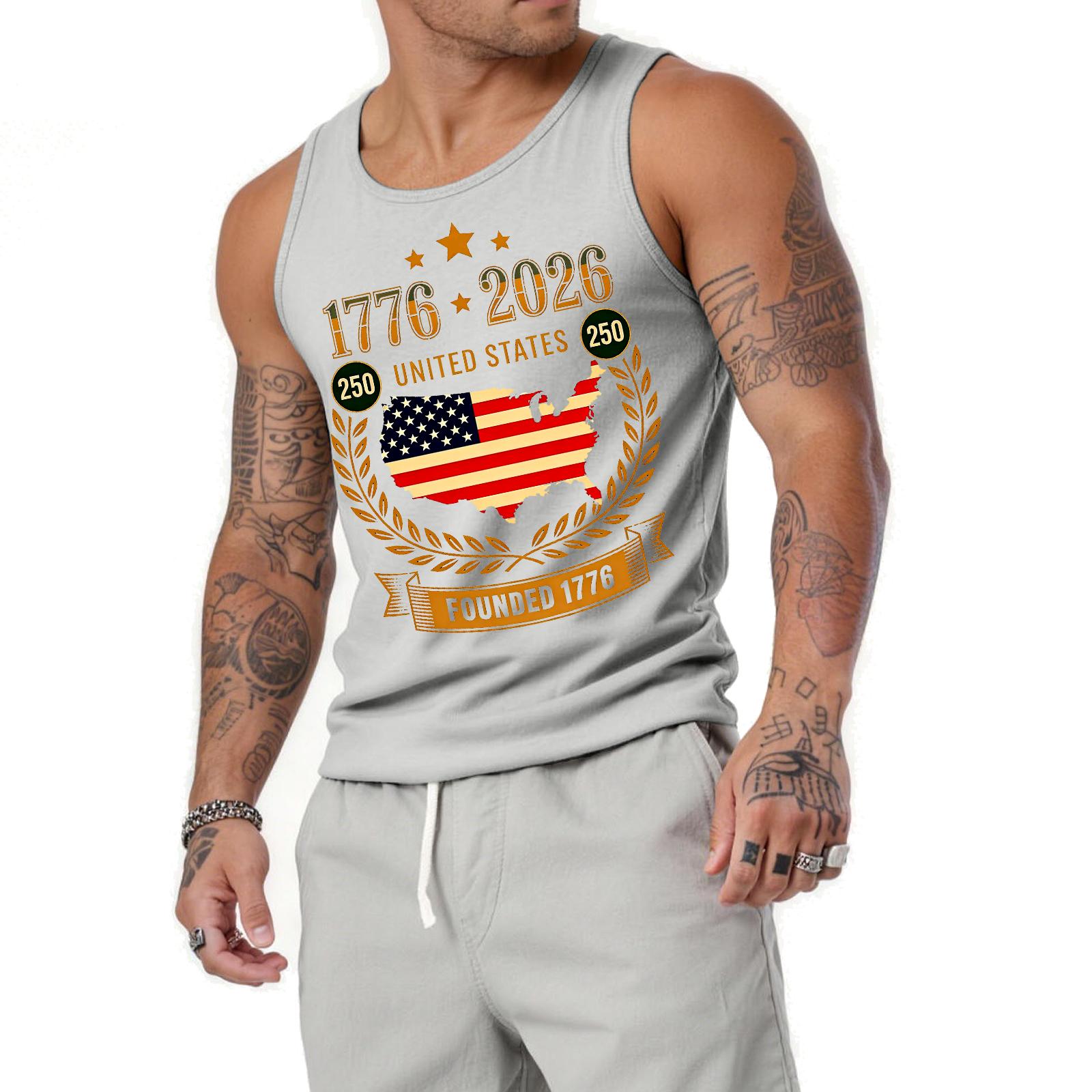 

Men s Relaxed-Fit Flag-Print Sleeveless Tank Top XL білий