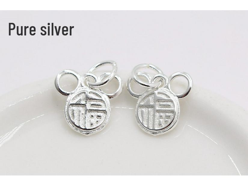 

Подвеска-шарм из стерлингового серебра 925 пробы с Микки Маусом и иероглифом Фу для DIY бисероплетения и аксессуаров из плетеной веревки