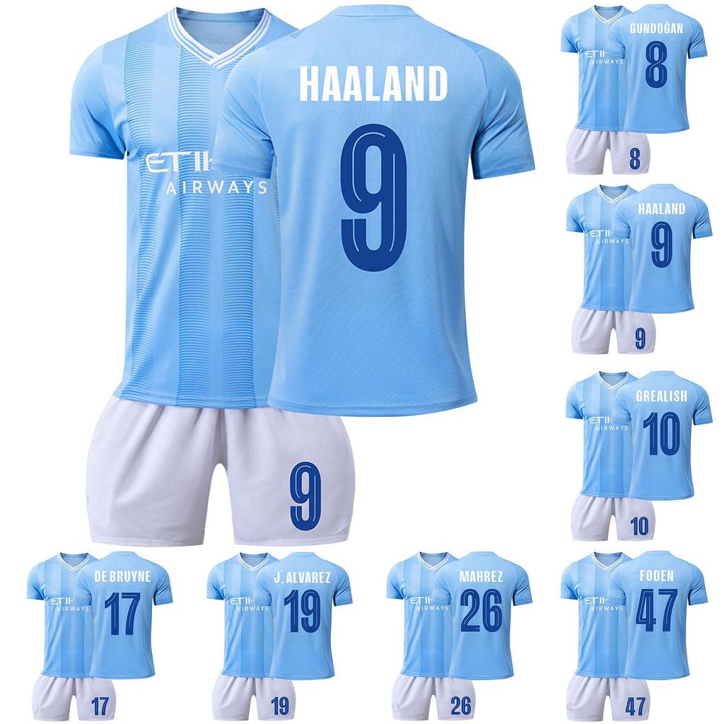 2324 Manchester City Home Football Jerseys Short Pantyhose Set New Season Short Pantyhose Children'S Size Set