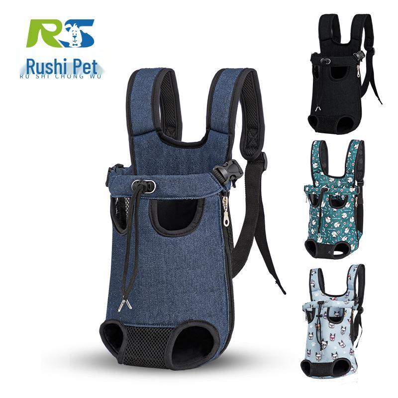 Portable Double Shoulder Pet Backpack - Oxford Cloth for Cats & Dogs