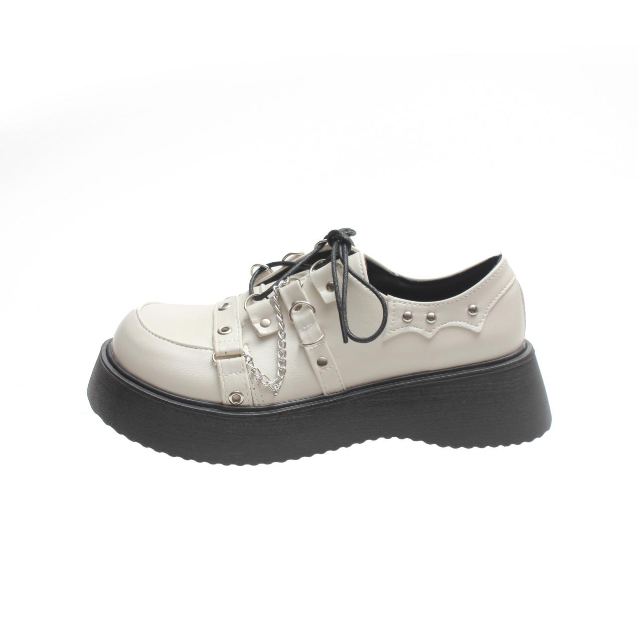 

Single shoes women s spring summer new retro spike shoes platform muffin zipper small leather shoes 35 білий