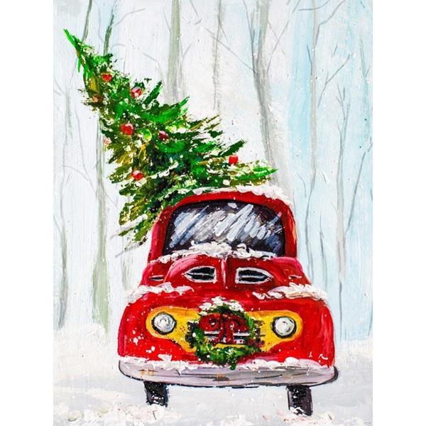 DIY Diamond Painting Christmas Full Square Diamond Embroidery Winter Landscape Car Mosaic Rhinestones Hobby Art